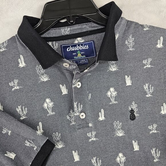 Chubbies Golf‎ Performance Polo Shirt Gray Desert Mens Size Large - Picture 1 of 6